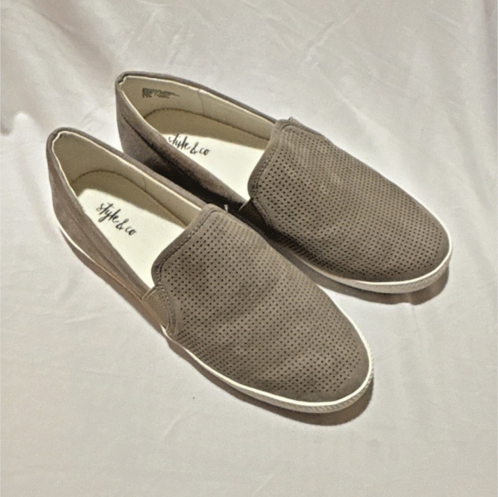 Style & Co Taupe Beige Slip-On Sneakers Women's Size 7.5